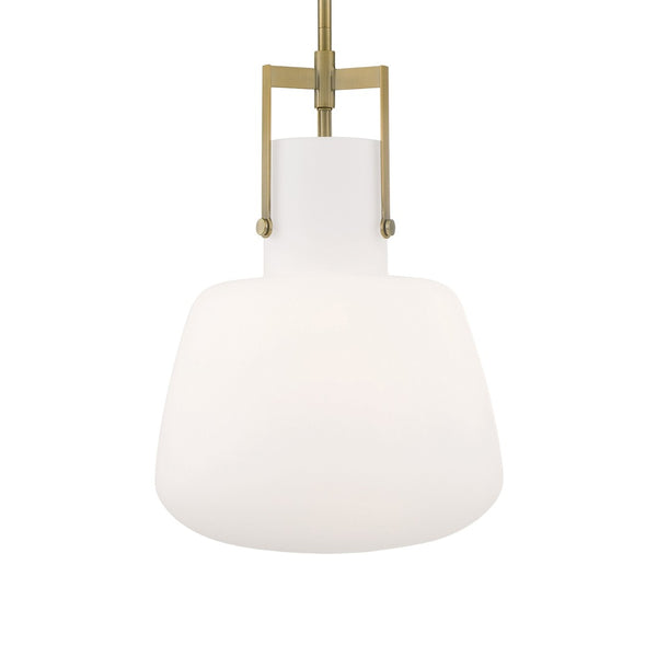 Atlas Izel 12" Wide Pendant Light - Antique Brass Glass Shade for Modern Industrial Home Décor Elegance CL11780-BS
