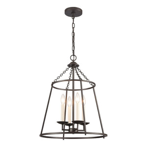 Atlas Joanie 4-Light Pendant - Sculptural Lantern Design for Rustic Charm in Dining Rooms and Entryways Old Bronze CL11784-BZ