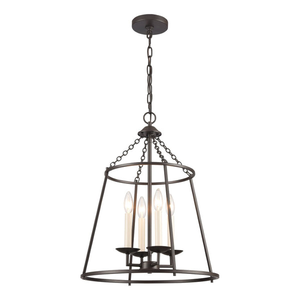 Atlas Joanie 4-Light Pendant - Sculptural Lantern Design for Rustic Charm in Dining Rooms and Entryways Old Bronze CL11784-BZ