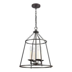 Atlas Joanie 4-Light Pendant - Sculptural Lantern Design for Rustic Charm in Dining Rooms and Entryways Old Bronze CL11784-BZ