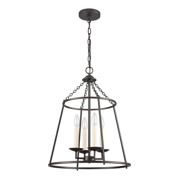 Atlas Joanie 4-Light Pendant - Sculptural Lantern Design for Rustic Charm in Dining Rooms and Entryways Old Bronze CL11784-BZ