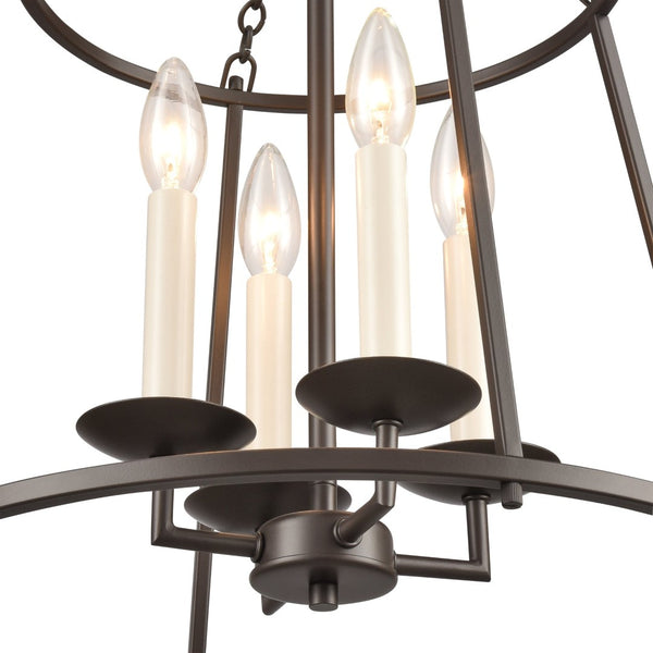 Atlas Joanie 4-Light Pendant - Sculptural Lantern Design for Rustic Charm in Dining Rooms and Entryways Old Bronze CL11784-BZ