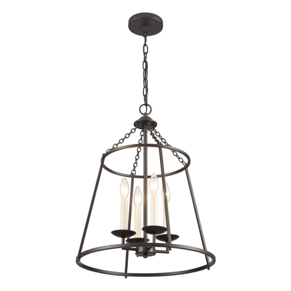 Atlas Joanie 4-Light Pendant - Sculptural Lantern Design for Rustic Charm in Dining Rooms and Entryways Old Bronze CL11784-BZ