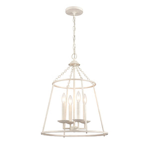 Atlas Joanie 4-Light Pendant - Sculptural Lantern Design for Rustic Charm in Dining Rooms and Entryways Antique White CL11784-WH