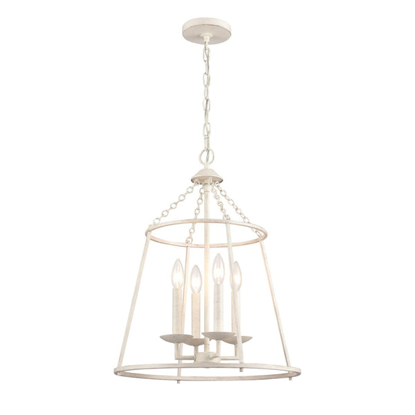 Atlas Joanie 4-Light Pendant - Sculptural Lantern Design for Rustic Charm in Dining Rooms and Entryways Antique White CL11784-WH