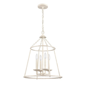 Atlas Joanie 4-Light Pendant - Sculptural Lantern Design for Rustic Charm in Dining Rooms and Entryways Antique White CL11784-WH