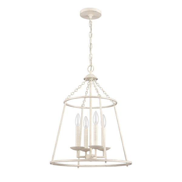 Atlas Joanie 4-Light Pendant - Sculptural Lantern Design for Rustic Charm in Dining Rooms and Entryways Antique White CL11784-WH