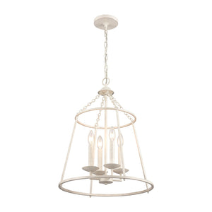 Atlas Joanie 4-Light Pendant - Sculptural Lantern Design for Rustic Charm in Dining Rooms and Entryways Antique White CL11784-WH