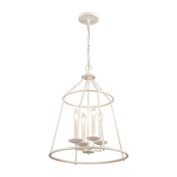 Atlas Joanie 4-Light Pendant - Sculptural Lantern Design for Rustic Charm in Dining Rooms and Entryways Antique White CL11784-WH