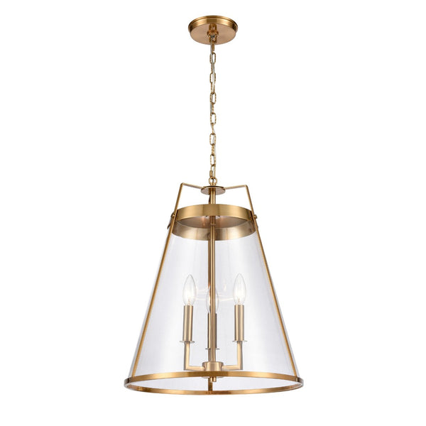 Atlas Judy 16'' Wide 3-Light Pendant - Elegant Glass Shade for Modern Dining and Stylish Home Interiors Satin Brass CL11785-BS