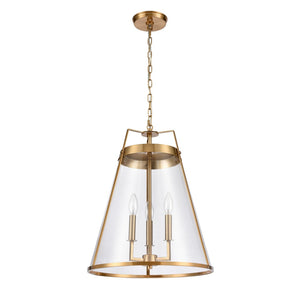 Atlas Judy 16'' Wide 3-Light Pendant - Elegant Glass Shade for Modern Dining and Stylish Home Interiors Satin Brass CL11785-BS