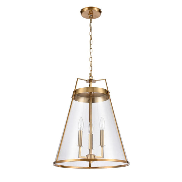 Atlas Judy 16'' Wide 3-Light Pendant - Elegant Glass Shade for Modern Dining and Stylish Home Interiors Satin Brass CL11785-BS