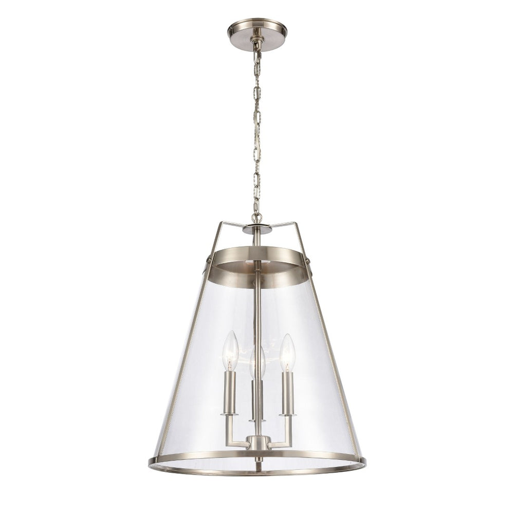Atlas Judy 16'' Wide 3-Light Pendant - Elegant Glass Shade for Modern Dining and Stylish Home Interiors Satin Nickel CL11785-SV