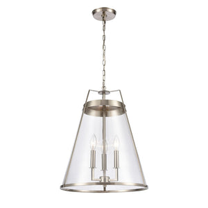 Atlas Judy 16'' Wide 3-Light Pendant - Elegant Glass Shade for Modern Dining and Stylish Home Interiors Satin Nickel CL11785-SV