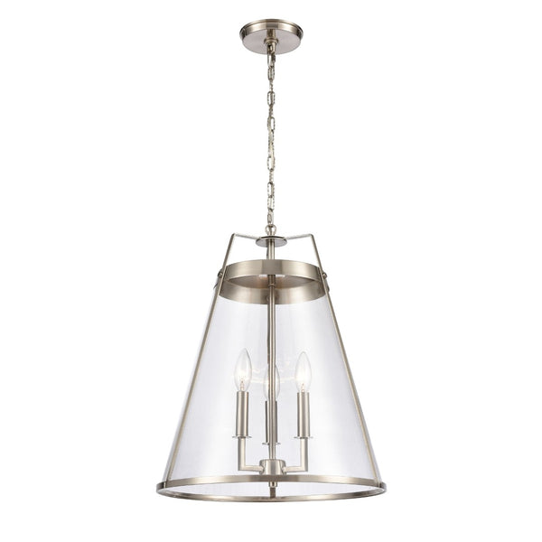 Atlas Judy 16'' Wide 3-Light Pendant - Elegant Glass Shade for Modern Dining and Stylish Home Interiors Satin Nickel CL11785-SV