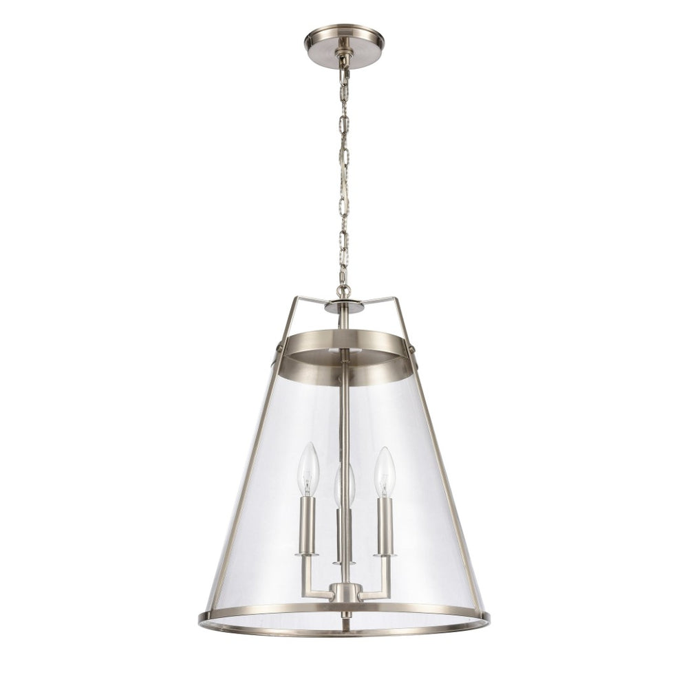 Atlas Judy 16'' Wide 3-Light Pendant - Elegant Glass Shade for Modern Dining and Stylish Home Interiors Satin Nickel CL11785-SV