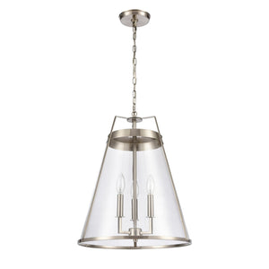 Atlas Judy 16'' Wide 3-Light Pendant - Elegant Glass Shade for Modern Dining and Stylish Home Interiors Satin Nickel CL11785-SV