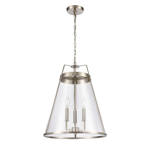 Atlas Judy 16'' Wide 3-Light Pendant - Elegant Glass Shade for Modern Dining and Stylish Home Interiors Satin Nickel CL11785-SV