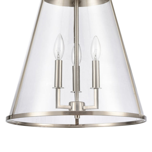 Atlas Judy 16'' Wide 3-Light Pendant - Elegant Glass Shade for Modern Dining and Stylish Home Interiors Satin Nickel CL11785-SV