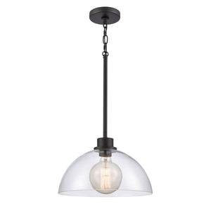 Atlas Julian 14'' Wide 1-Light Pendant - Stylish Glass Dome for Modern Spaces, Perfect for Entryways & More Matte Black CL11786-BK
