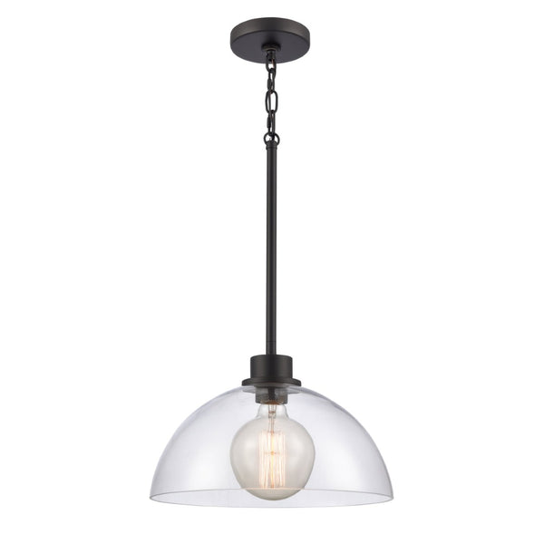 Atlas Julian 14'' Wide 1-Light Pendant - Stylish Glass Dome for Modern Spaces, Perfect for Entryways & More Matte Black CL11786-BK