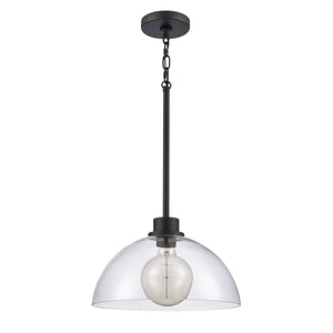 Atlas Julian 14'' Wide 1-Light Pendant - Stylish Glass Dome for Modern Spaces, Perfect for Entryways & More Matte Black CL11786-BK