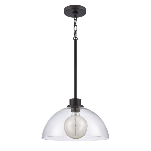 Atlas Julian 14'' Wide 1-Light Pendant - Stylish Glass Dome for Modern Spaces, Perfect for Entryways & More Matte Black CL11786-BK