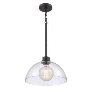Atlas Julian 14'' Wide 1-Light Pendant - Stylish Glass Dome for Modern Spaces, Perfect for Entryways & More Matte Black CL11786-BK