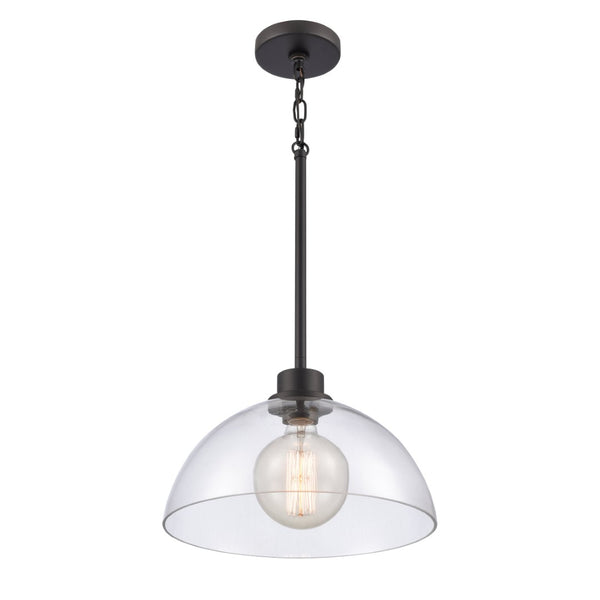 Atlas Julian 14'' Wide 1-Light Pendant - Stylish Glass Dome for Modern Spaces, Perfect for Entryways & More Matte Black CL11786-BK