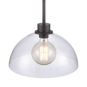 Atlas Julian 14'' Wide 1-Light Pendant - Stylish Glass Dome for Modern Spaces, Perfect for Entryways & More Matte Black CL11786-BK