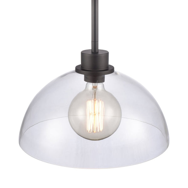 Atlas Julian 14'' Wide 1-Light Pendant - Stylish Glass Dome for Modern Spaces, Perfect for Entryways & More Matte Black CL11786-BK