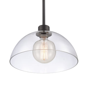 Atlas Julian 14'' Wide 1-Light Pendant - Stylish Glass Dome for Modern Spaces, Perfect for Entryways & More Matte Black CL11786-BK
