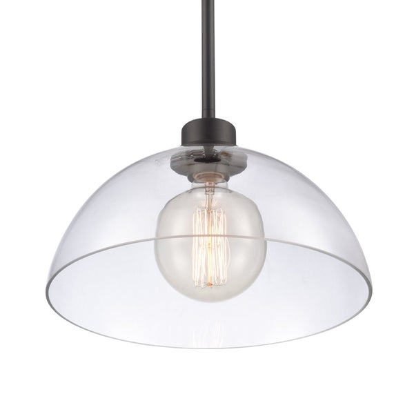 Atlas Julian 14'' Wide 1-Light Pendant - Stylish Glass Dome for Modern Spaces, Perfect for Entryways & More Matte Black CL11786-BK