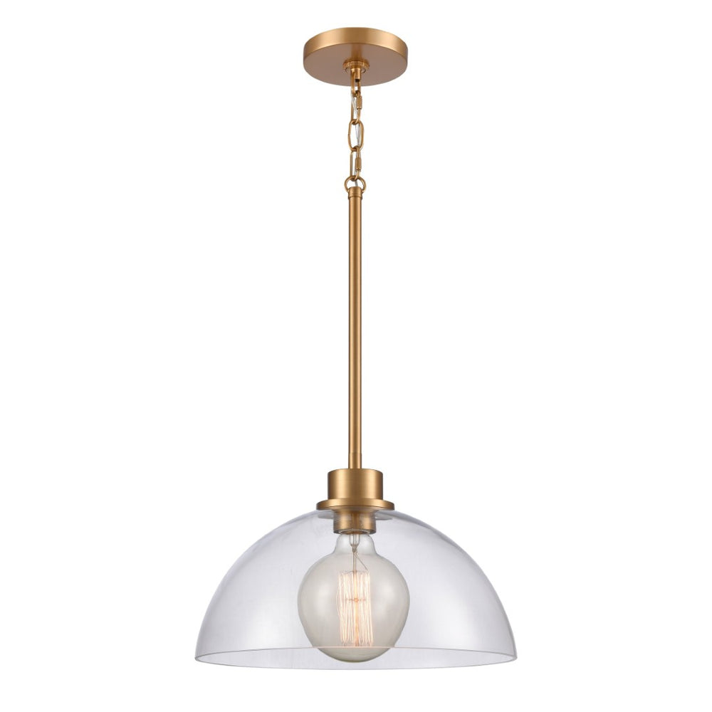 Atlas Julian 14'' Wide 1-Light Pendant - Stylish Glass Dome for Modern Spaces, Perfect for Entryways & More Brushed Gold CL11786-GD