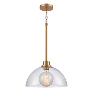Atlas Julian 14'' Wide 1-Light Pendant - Stylish Glass Dome for Modern Spaces, Perfect for Entryways & More Brushed Gold CL11786-GD