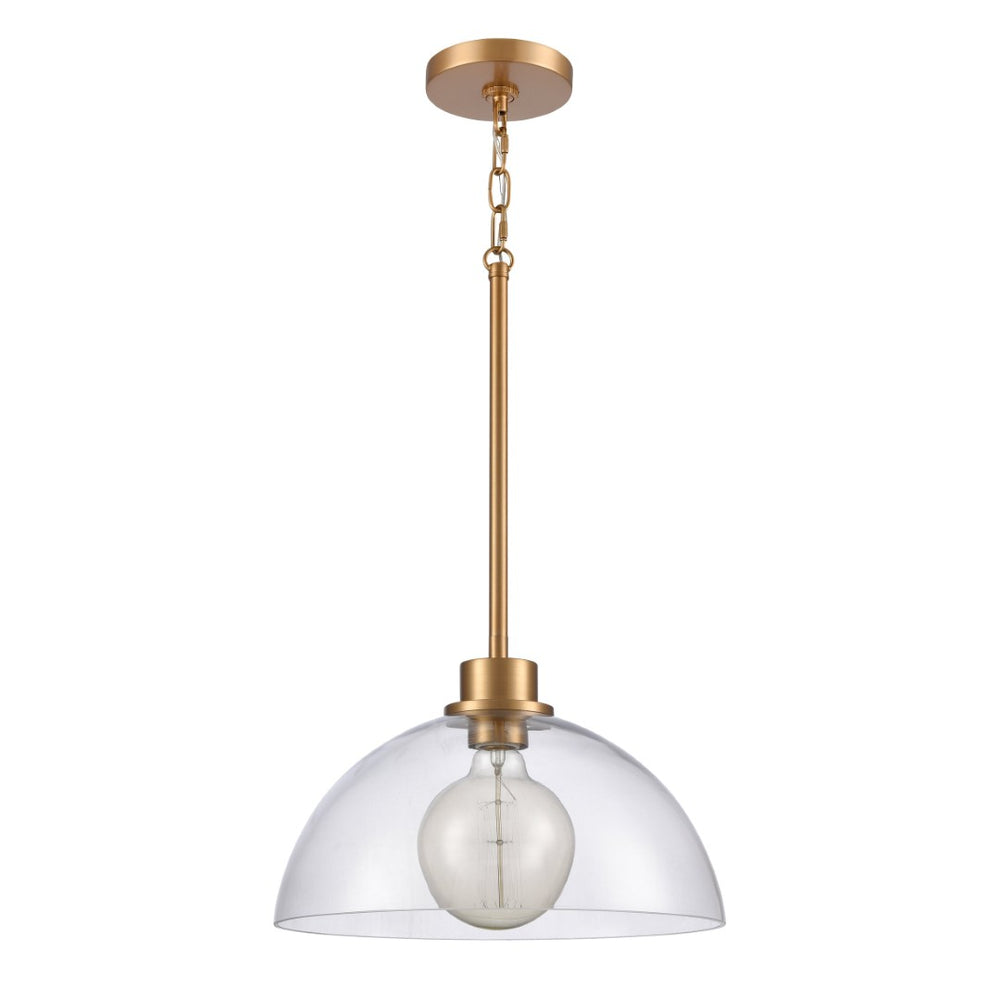 Atlas Julian 14'' Wide 1-Light Pendant - Stylish Glass Dome for Modern Spaces, Perfect for Entryways & More Brushed Gold CL11786-GD