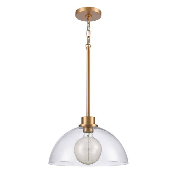 Atlas Julian 14'' Wide 1-Light Pendant - Stylish Glass Dome for Modern Spaces, Perfect for Entryways & More Brushed Gold CL11786-GD