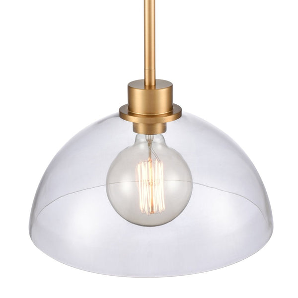 Atlas Julian 14'' Wide 1-Light Pendant - Stylish Glass Dome for Modern Spaces, Perfect for Entryways & More Brushed Gold CL11786-GD