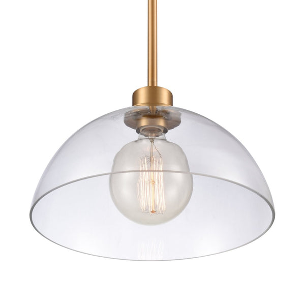 Atlas Julian 14'' Wide 1-Light Pendant - Stylish Glass Dome for Modern Spaces, Perfect for Entryways & More Brushed Gold CL11786-GD