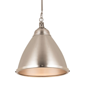 Atlas Katelyn 15" Wide Industrial Pendant Light - Modern Elegance for Kitchens, Dining Areas, and Entryways Brushed Steel CL11787-SV