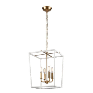 Atlas Kingdom 14'' Wide 4-Light Pendant - Vintage Aged Brass with White Shades for Elegant Illumination CL11788-BS