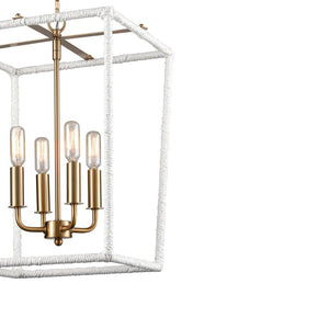 Atlas Kingdom 14'' Wide 4-Light Pendant - Vintage Aged Brass with White Shades for Elegant Illumination CL11788-BS