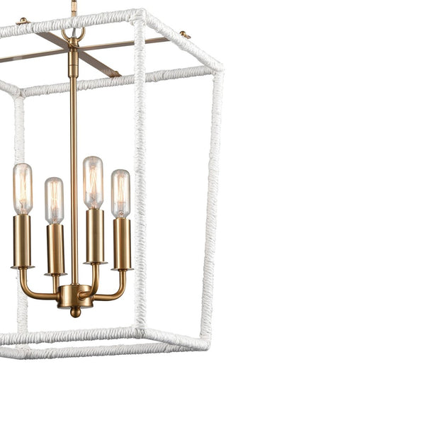 Atlas Kingdom 14'' Wide 4-Light Pendant - Vintage Aged Brass with White Shades for Elegant Illumination CL11788-BS