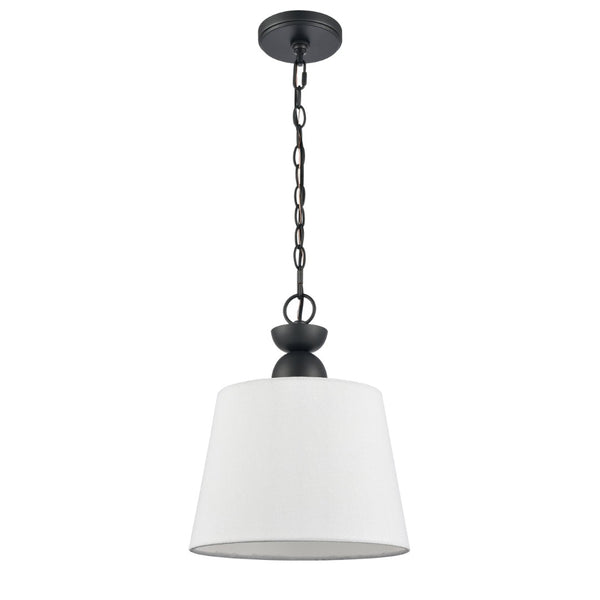 Atlas Kistler 12" Wide 1-Light Pendant - Charcoal Finish with Tapered Linen Shade for Modern Spaces CL11789-BK