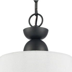 Atlas Kistler 12" Wide 1-Light Pendant - Charcoal Finish with Tapered Linen Shade for Modern Spaces CL11789-BK