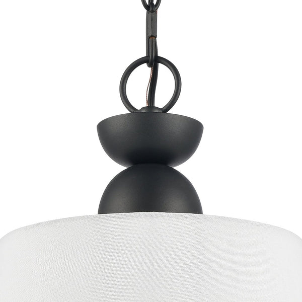 Atlas Kistler 12" Wide 1-Light Pendant - Charcoal Finish with Tapered Linen Shade for Modern Spaces CL11789-BK
