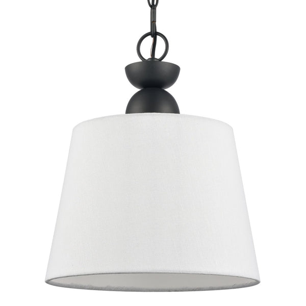 Atlas Kistler 12" Wide 1-Light Pendant - Charcoal Finish with Tapered Linen Shade for Modern Spaces CL11789-BK