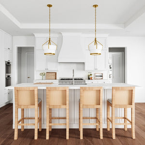 Atlas Marin Nautical-Inspired Pendant Light - Industrial Chic Design with Louvered Shade for Modern Spaces Satin Brass 14'' CL11795-BS
