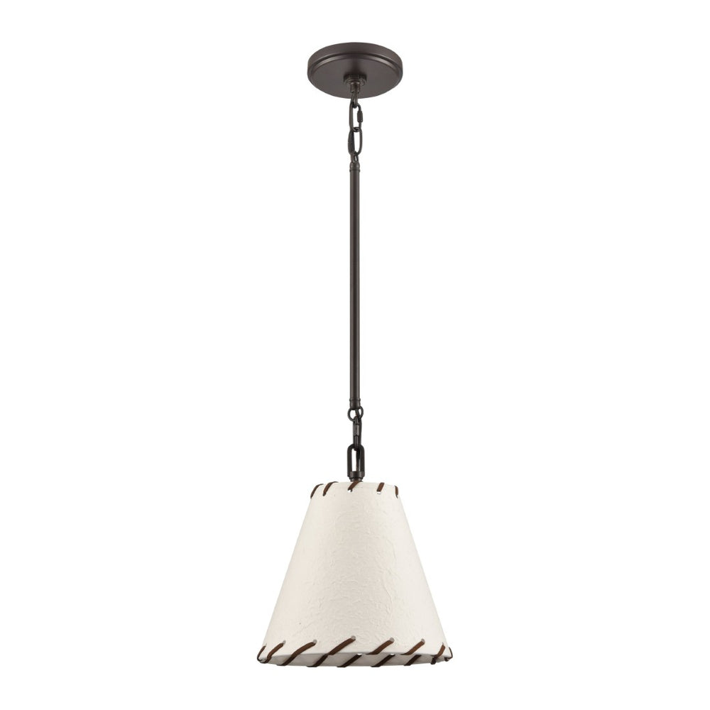 Atlas Marion 9" Wide 1-Light Pendant - Rustic Oil Rubbed Bronze Fixture with Textured Paper Shade CL11796-BZ
