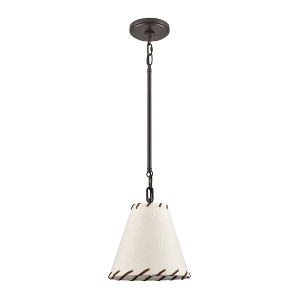 Atlas Marion 9" Wide 1-Light Pendant - Rustic Oil Rubbed Bronze Fixture with Textured Paper Shade CL11796-BZ